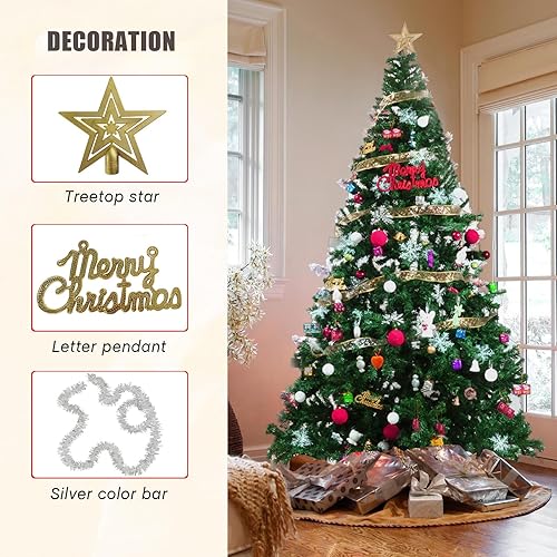 Miniatura 4 de Árbol de Navidad artificial de 7 pies, pino artificial con bisagras de alta calidad con 1100 puntas de rama, soporte de metal para exteriores e