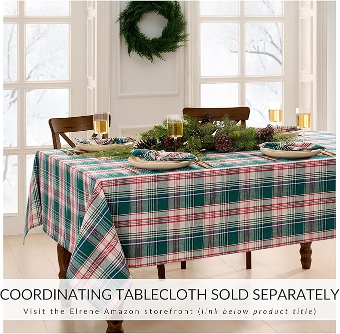 Servilletas de Tela Elrene Holiday Fireside Plaid, Juego de 8 miniatura 4