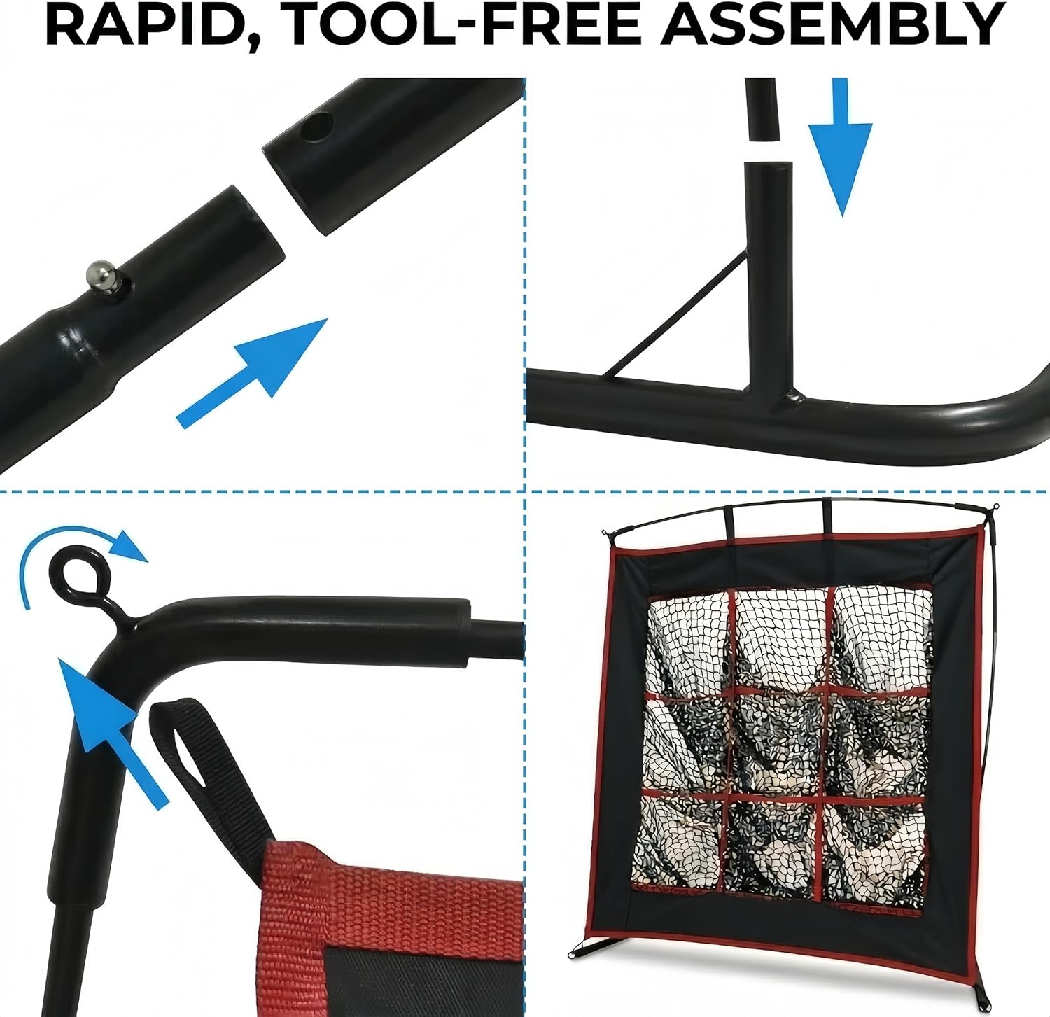 PGL 9 Hole Pitching Net - 3 x 4 ft Pitching Net for Hitting Practice - Baseball Softball Pitching Target Net with Strike Zone - Portable Training Equipment for Youngs Adults and Team Coaches