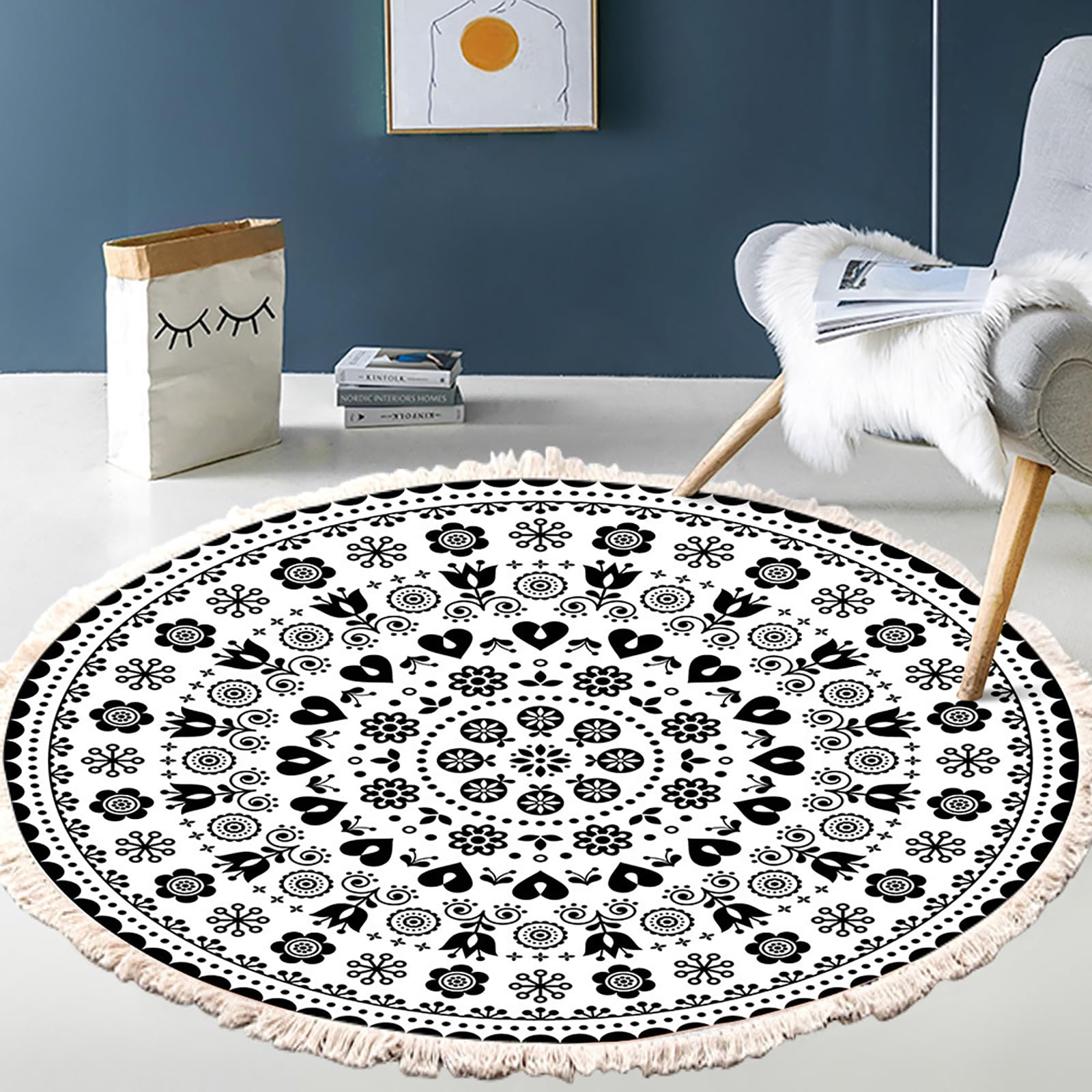 Tapis de chambre enfant ethnique et lavable pour un coin jeu sécurisé