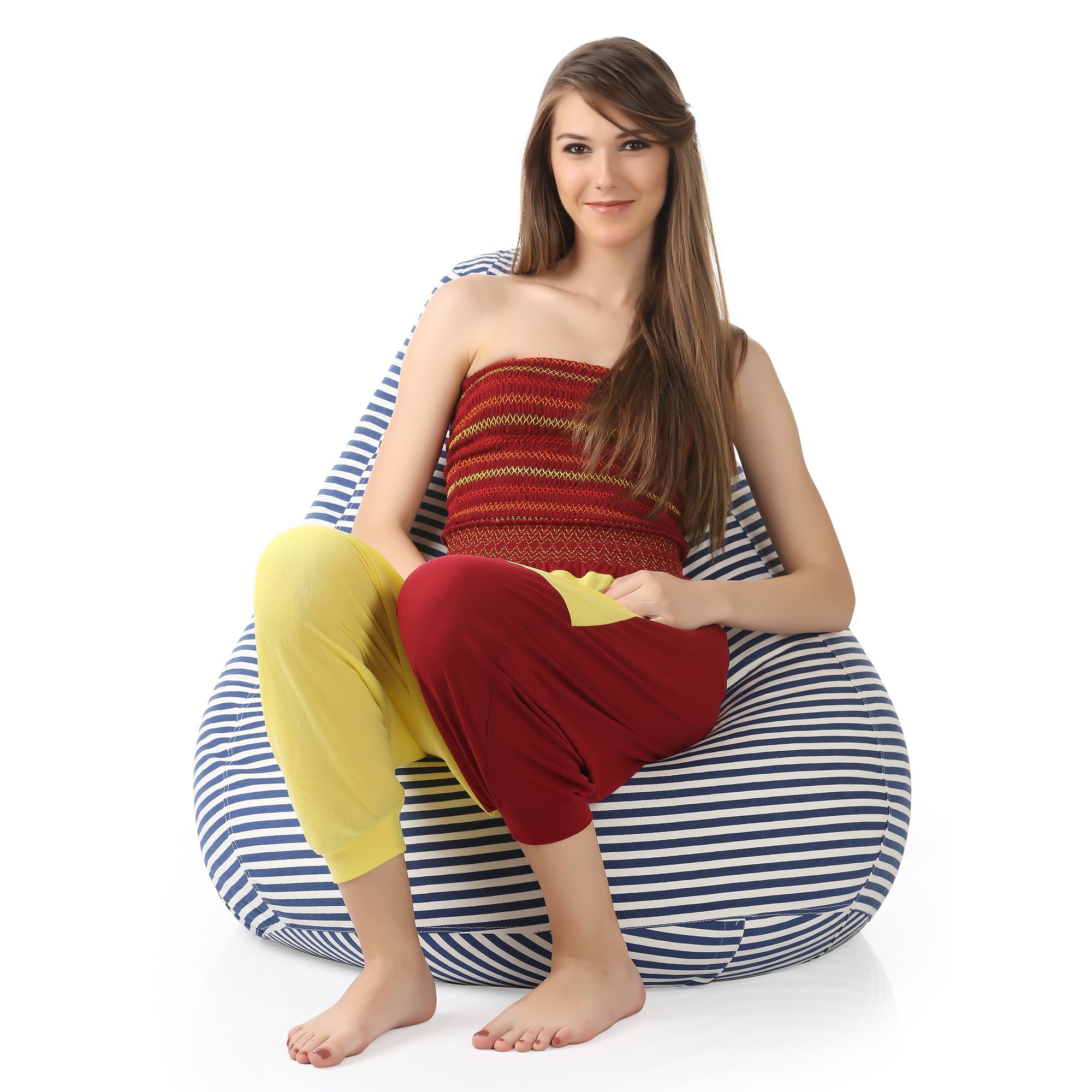 Style Homez Classic Cotton Canvas Stripes Printed Bean Bag XXXL Size Cover Only 2