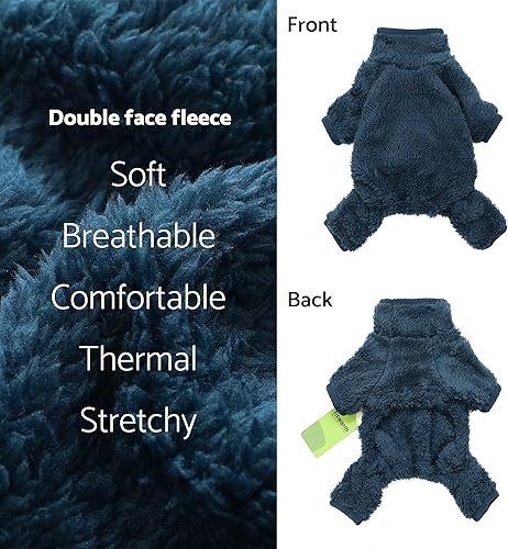 Miniatura 5 de Fitwarm Pijama de terciopelo mullido para perros, ropa de invierno para perros pequeños, niños y niñas, overol para mascotas, ropa de gato, azul