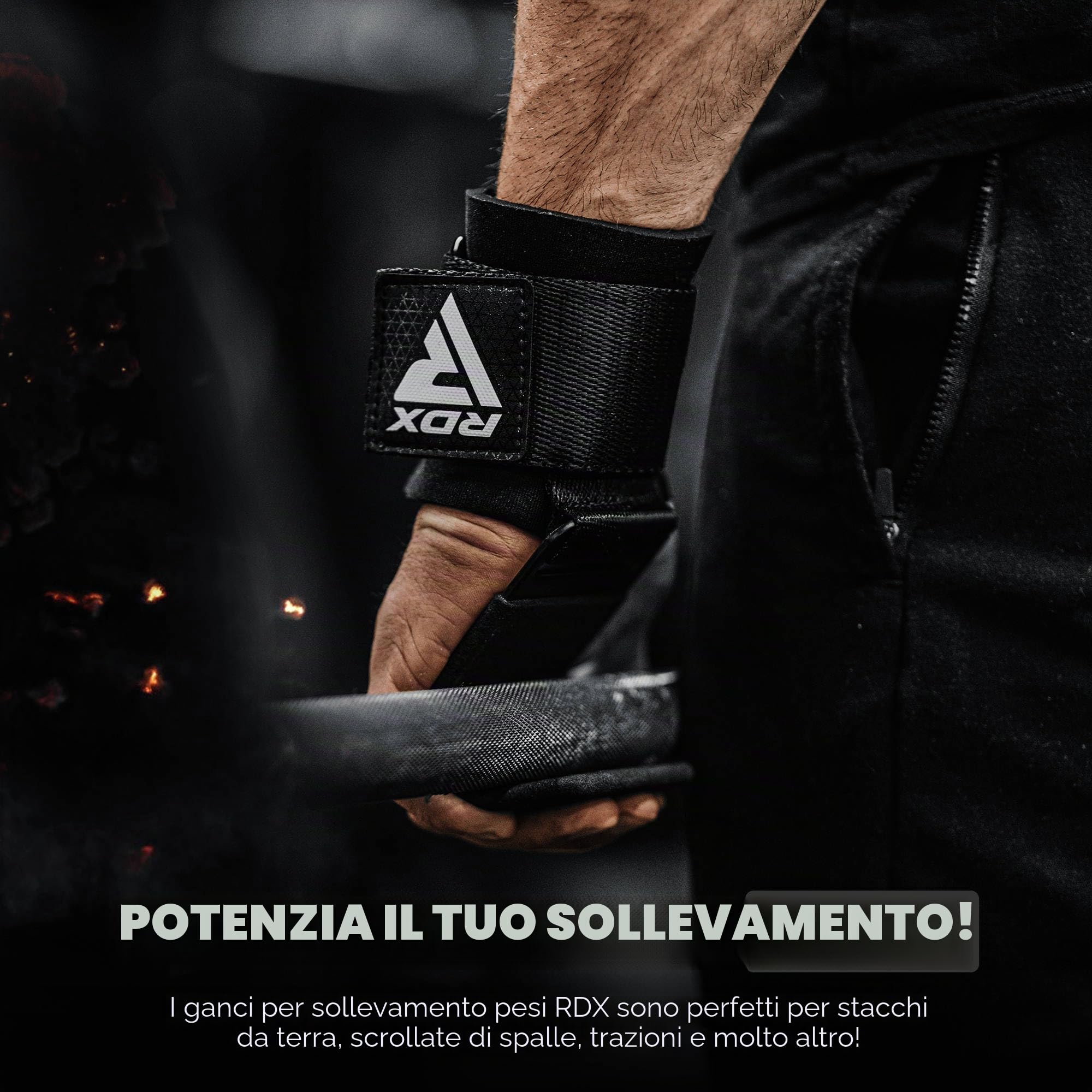 RDX Ganci Sollevamento Pesi, 8mm Neoprene Fasce Polsi Imbottita Supporto, Gomma Rivestito Impugnature Grips, Gym Gancio Cinghie per Fitness Powerlifting Allenamento Palestra Bodybuilding, Uomo Donna