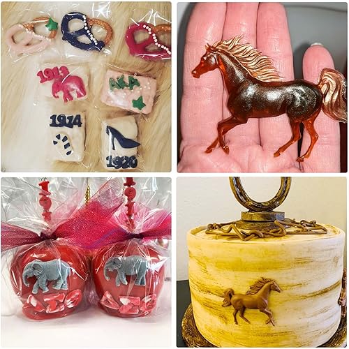 Miniatura 6 de Moldes para fondant de caballo, 4 paquetes, moldes de silicona de chocolate con elefante para decoración de pasteles de caballos, vaqueros,