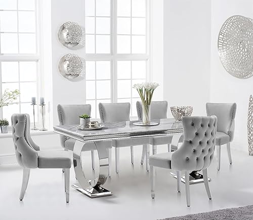 Miniatura 8 de Juego de 2 sillas de comedor de terciopelo, sillas de comedor tapizadas con respaldo copetudo, lujosas sillas de comedor con patas de acero