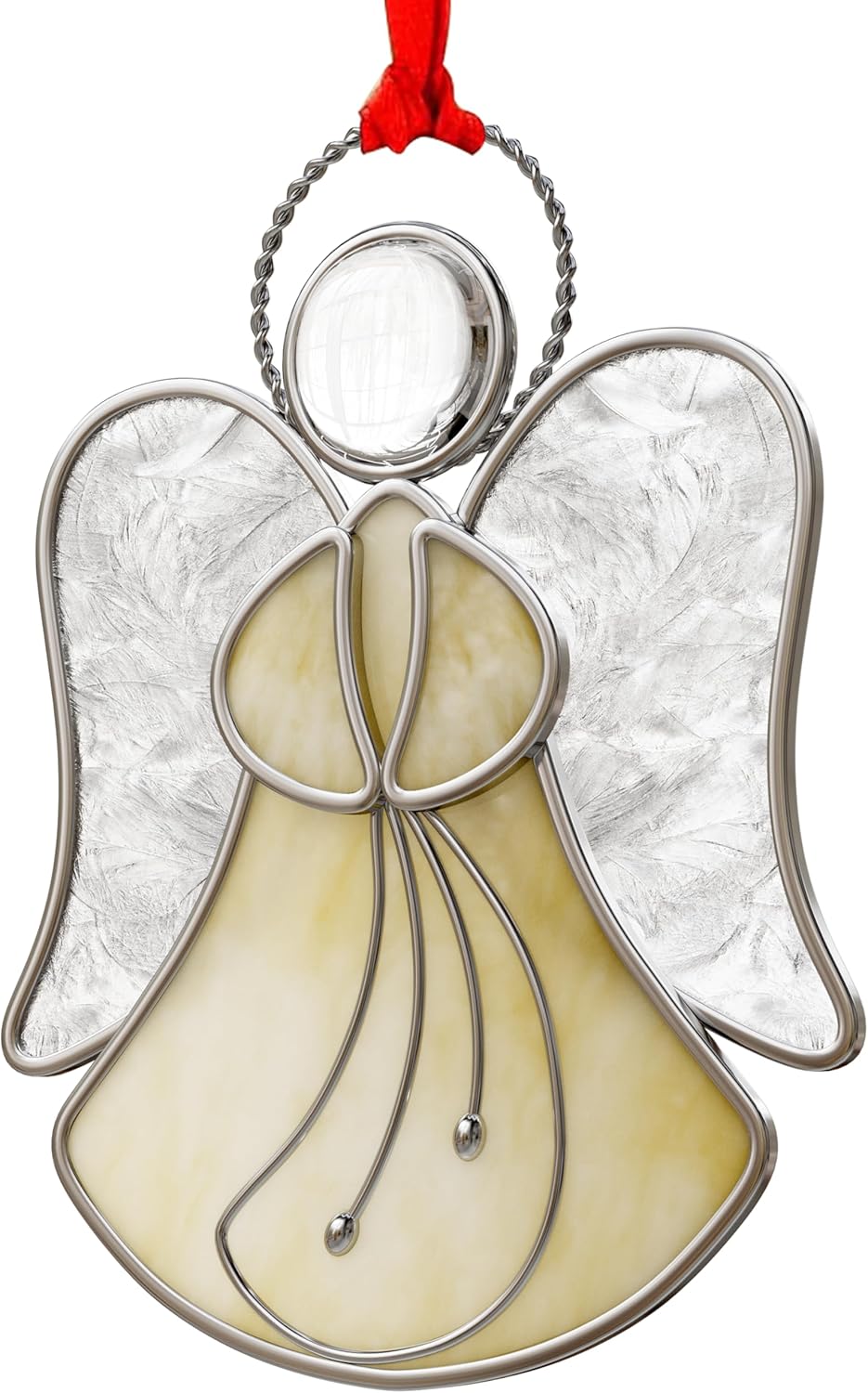 Yellow Angel Suncatcher Stained Glass Panels Suncatcher for Windows Hangings Ornament Home or Garden Decorative Gifts for Mom Friends Teacher Birthday Christmas Tree Holiday Hanging Decor - Image 2