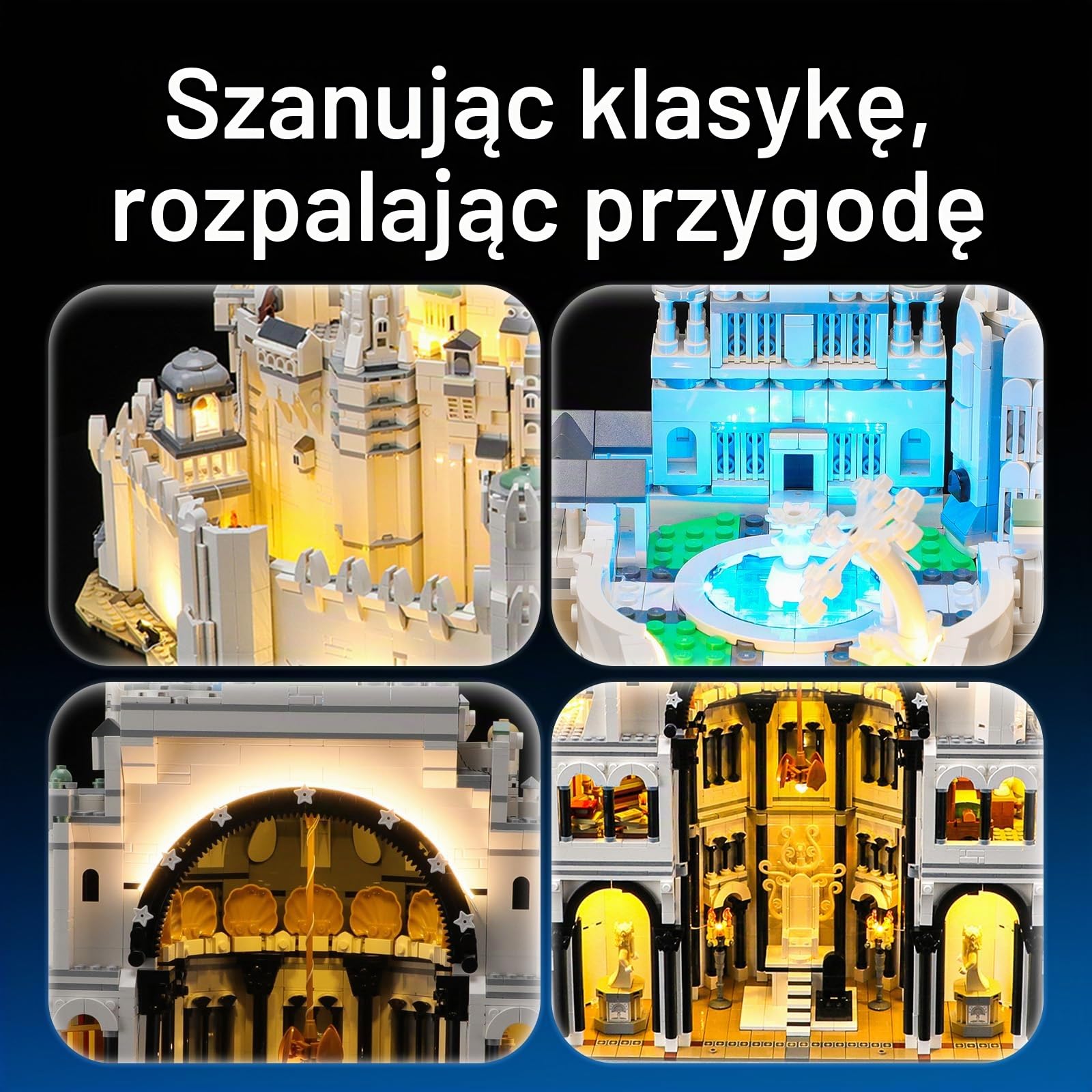 YEABRICKS Światło LED do Lego-11377 Icons Władca Pierścieni: Model klocków Minas Tirith (zestaw Lego nie jest dołączony)