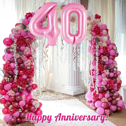 Miniatura 61 de Globo rosa del número 0 de 40 pulgadas, globos grandes de aluminio con número de helio, globos gigantes gigantes de Mylar número 0 para decoración
