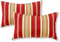 Greendale Home Fashions 2-Pack Tuscan Stripe Outdoor Rectangle Throw Pillows 19x12 Inch - Weatherproof & Plush