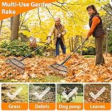 FLY HAWK Râteau à Feuilles, 165cm Râteau de Jardin avec Manche Réglable et 25 Dents Renforcées, 45cm Grande Surface Râteau de Jardin pour Nettoyer Plantes, Pelouse et Cour - 6