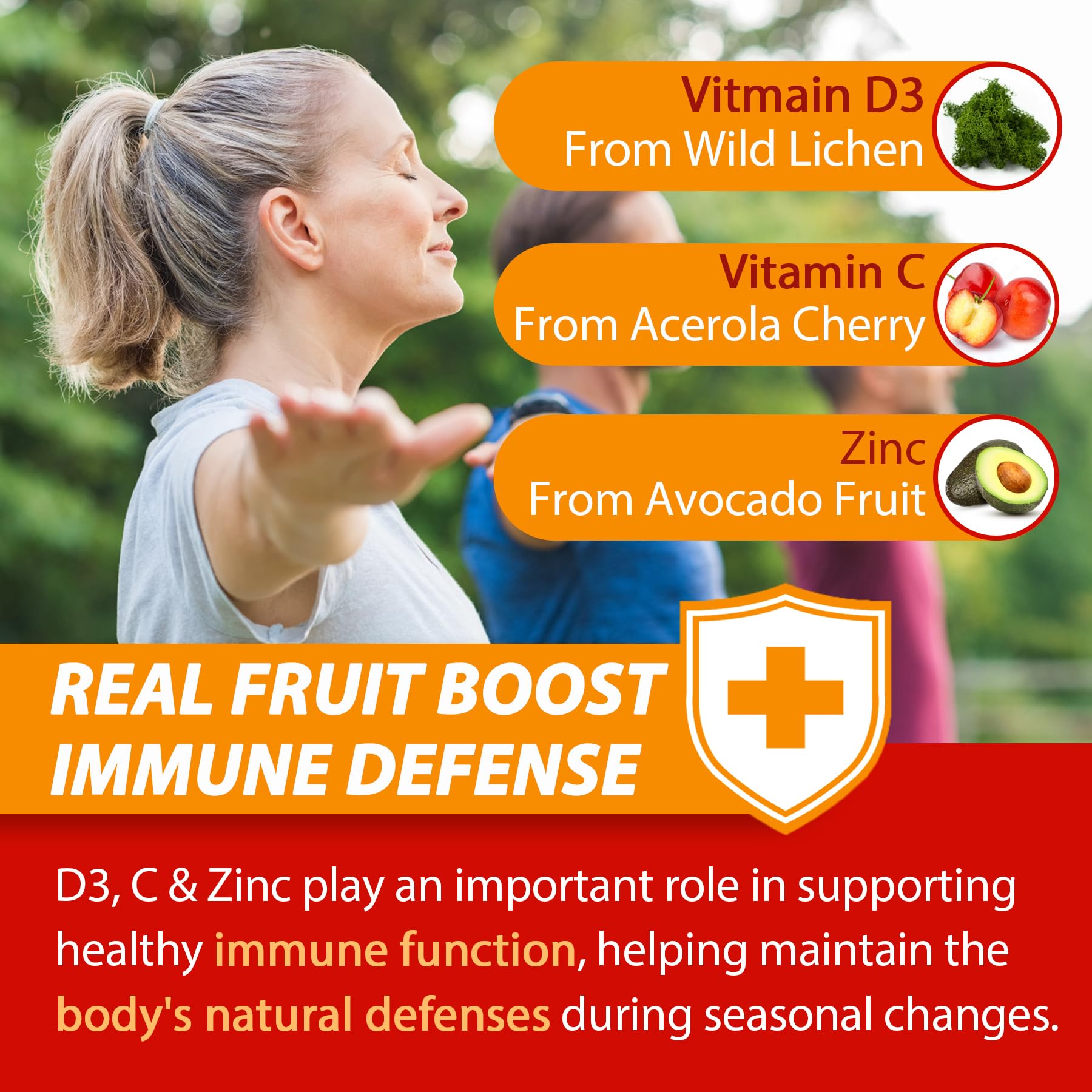 Vitamin C + D3 + Zinc Immune Support Gummies for Adults 50 Plus Elderberry — Amazon image 3