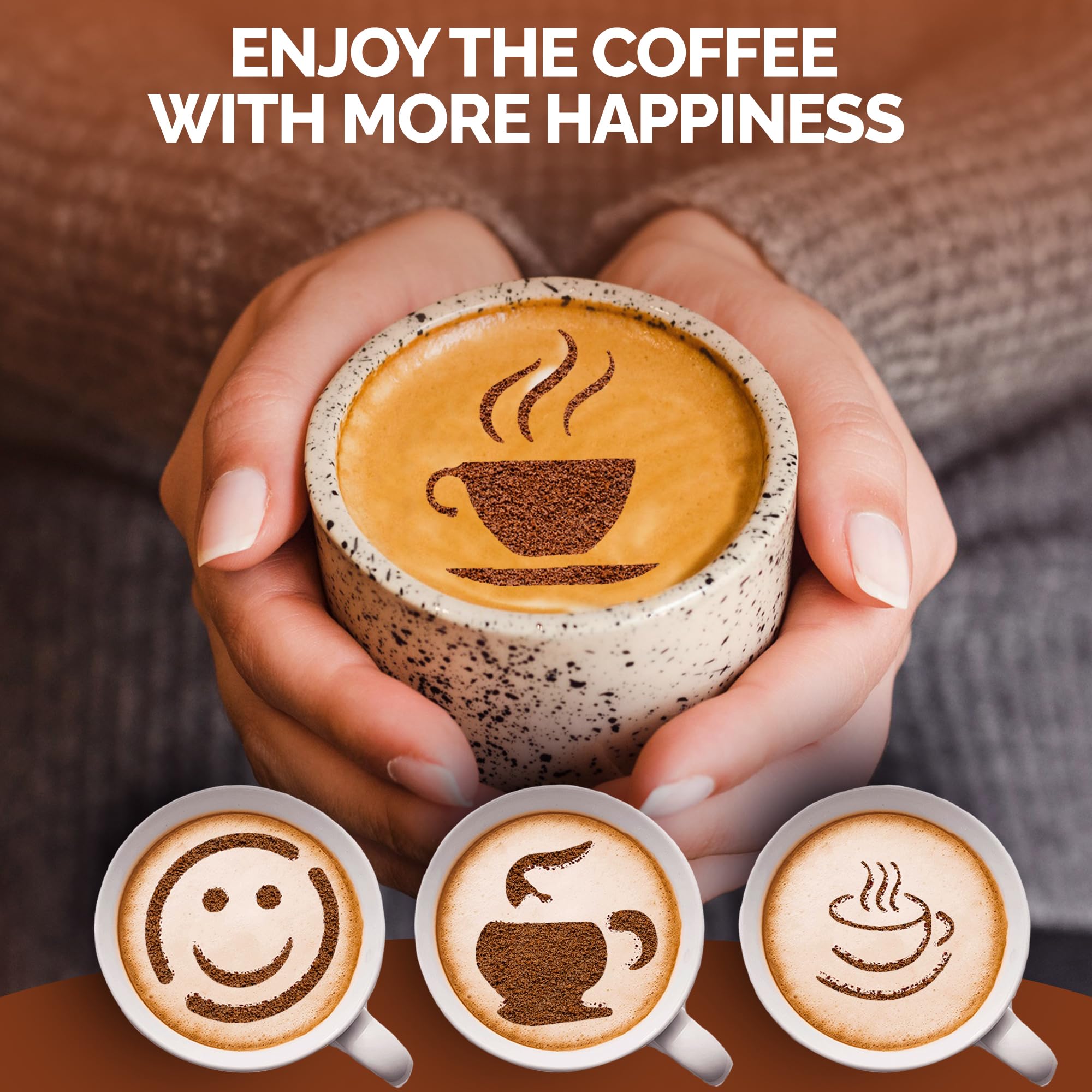 5 plantillas de café para decoración de café con leche, kit de decoración de galletas de Navidad reutilizables, plantillas de galletas para pasteles, plantillas de hornear para decoración de pasteles