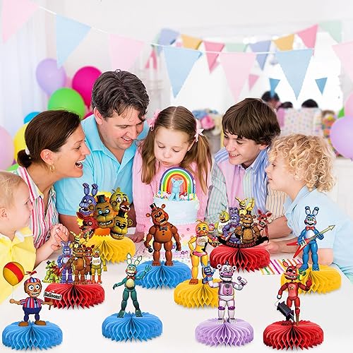 Miniatura 3 de Centro de mesa de panal de dibujos animados, suministros para fiestas, 10 piezas de decoración de mesa 3D de doble cara con impresión de panal de