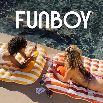 'FUNBOY Cabana Striped Flat Lounger Pool Float with Built-in Pillow 70'' for Adults Swimming Pool Accessories & Tanning Pool Float for Pool Party & Summer'