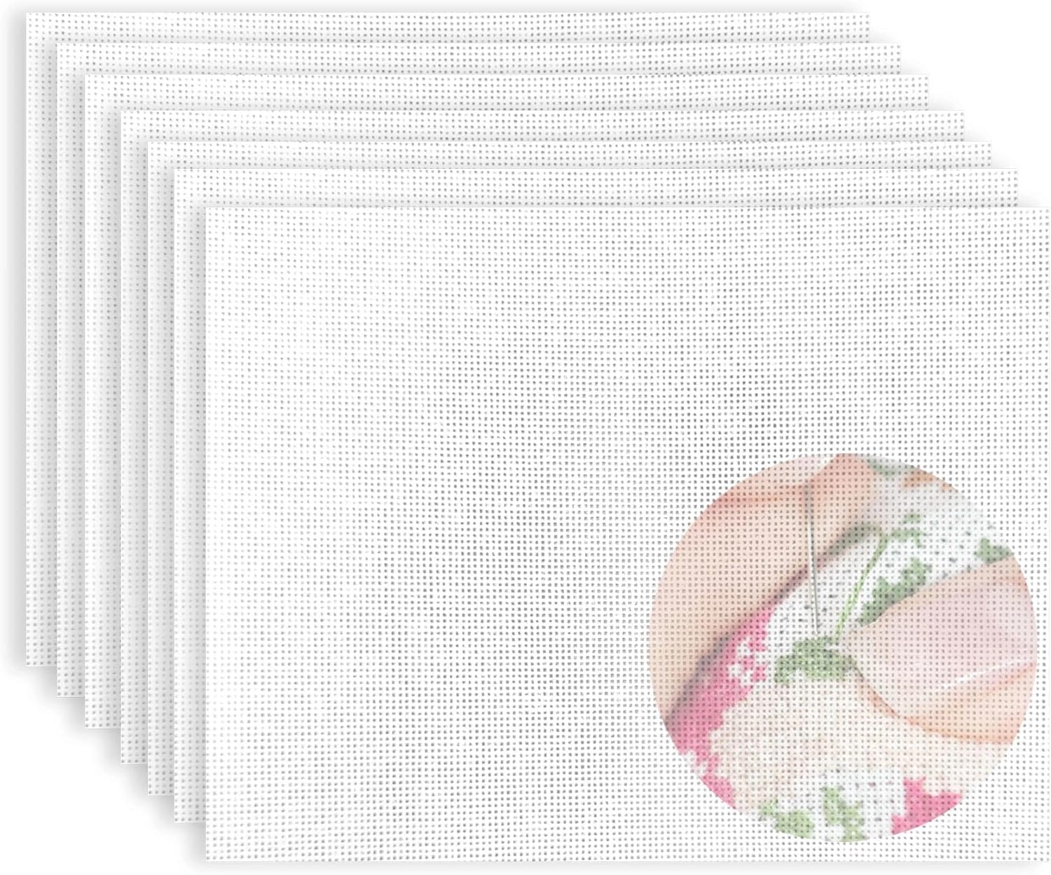 Hxszk 8 Pack 8 x 8 Inches 18 Mesh Needlepoint Canvas Blank White 100% Cotton Canvas for Needlepoint 18 Mesh Canvas Roll Embroidery DIY Cross Stitch Knit Crochet Projects