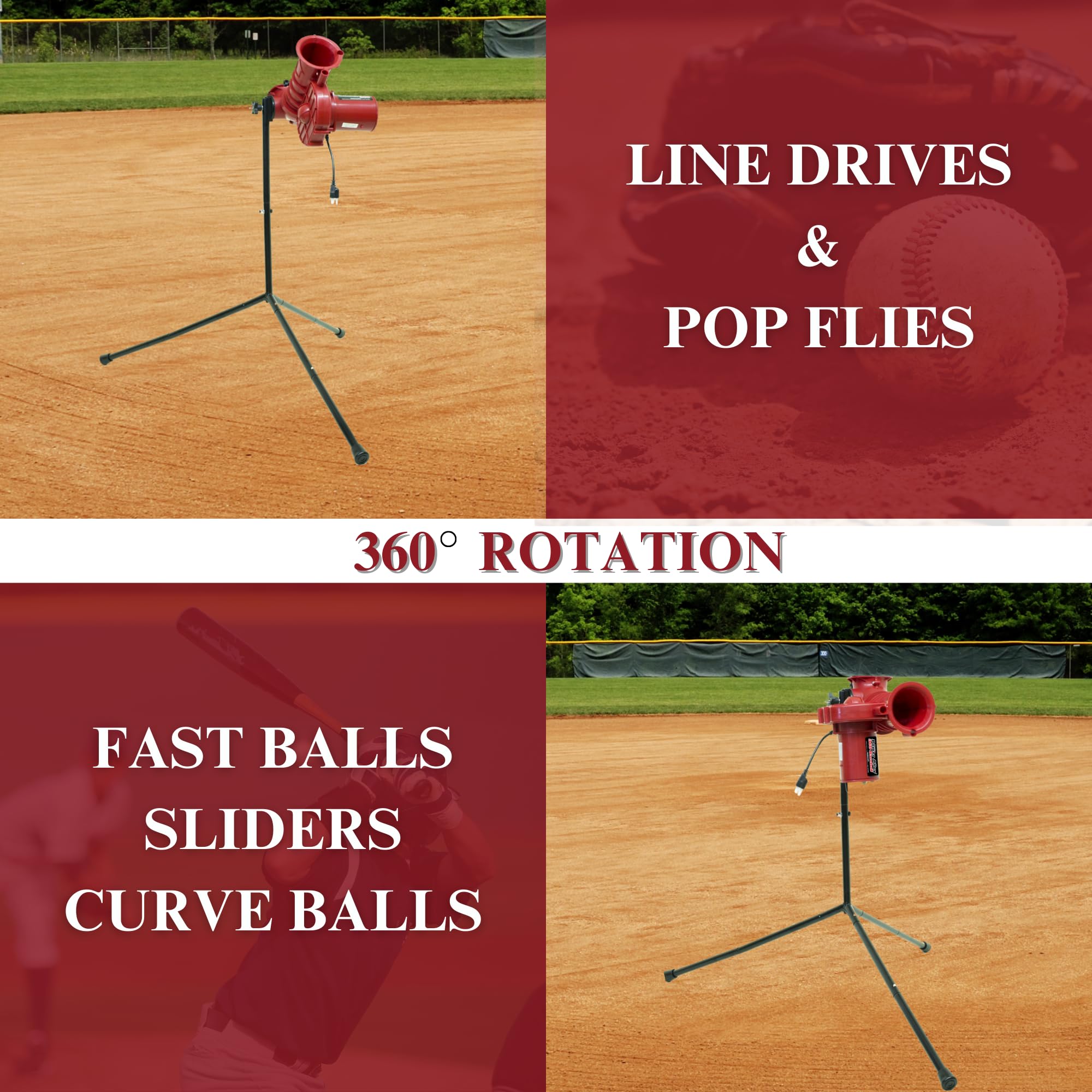Power Alley Lite 360 Baseball Pitching Machine, Pitches