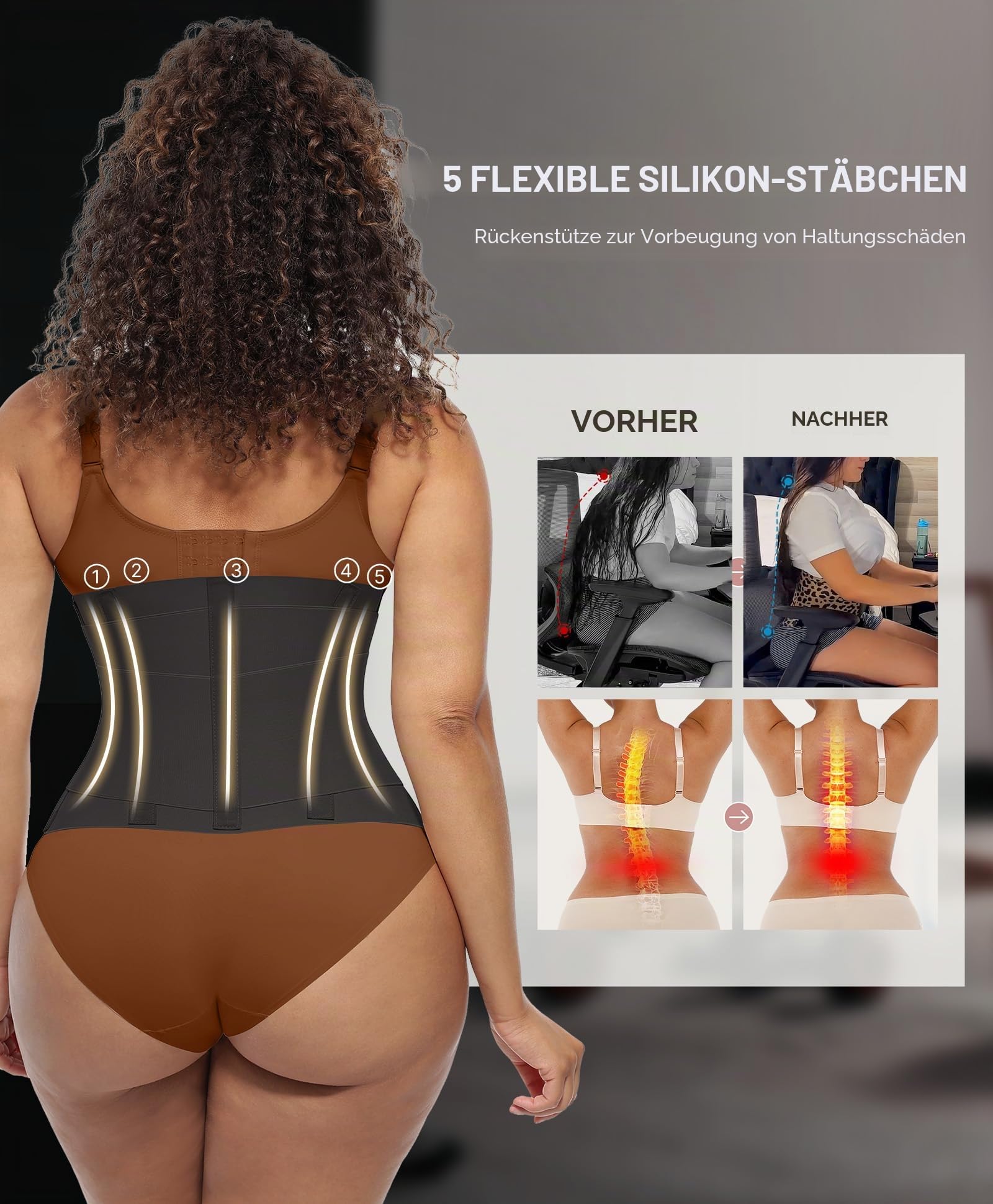 FeelinGirl Waist Trainer Bauchweggürtel Korsett Damen Bauchweg Bauchgürtel Shaper Trimmer Bauchkontrolle Shapewear Körperformer mit Dreifachumwicklung für Frauen