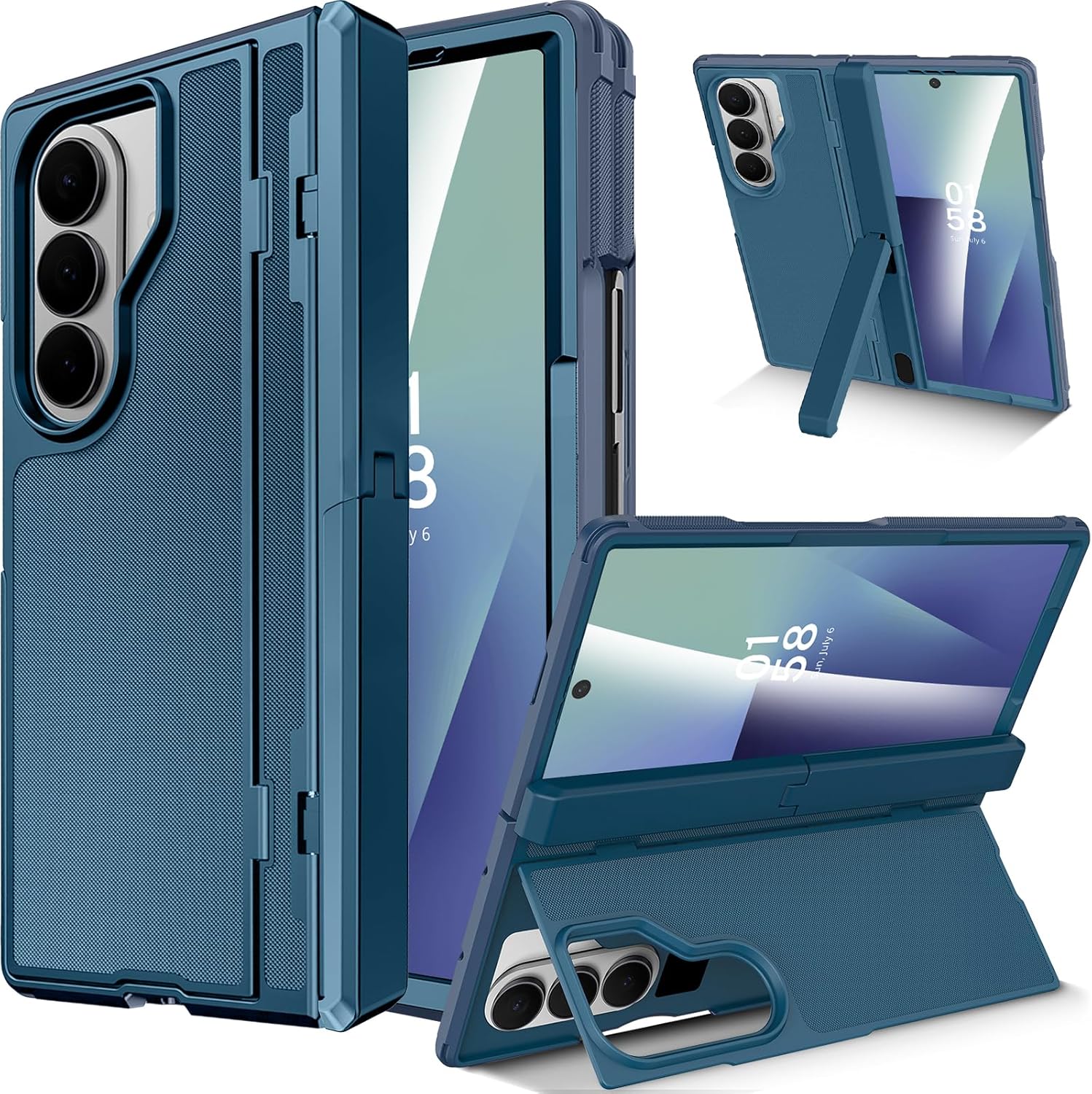 Miimall for Samsung Galaxy Z Fold 7 Case with Kickstand Shockproof Rugged, [Dual Stand][Military Grade Drop][Built-in Glass Screen & Hinge] Heavy Duty Phone Case for Galaxy Z Fold 7 Cover Black