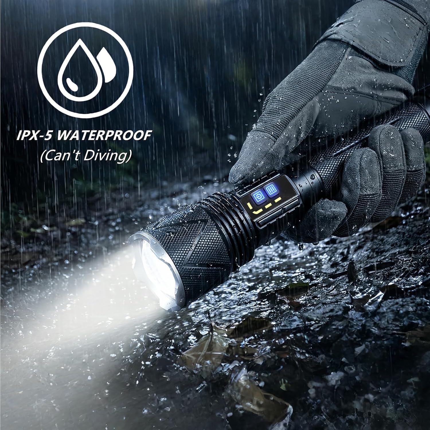 10,000 High Lumens Rechargeable LED Flashlights, 70W High Power XHP360 Wick Super Bright Zoomable Tactical Flashlight with USB Output, Dual Powerd Large Size Flash Light for Emergency Camping Hunting - Image 8