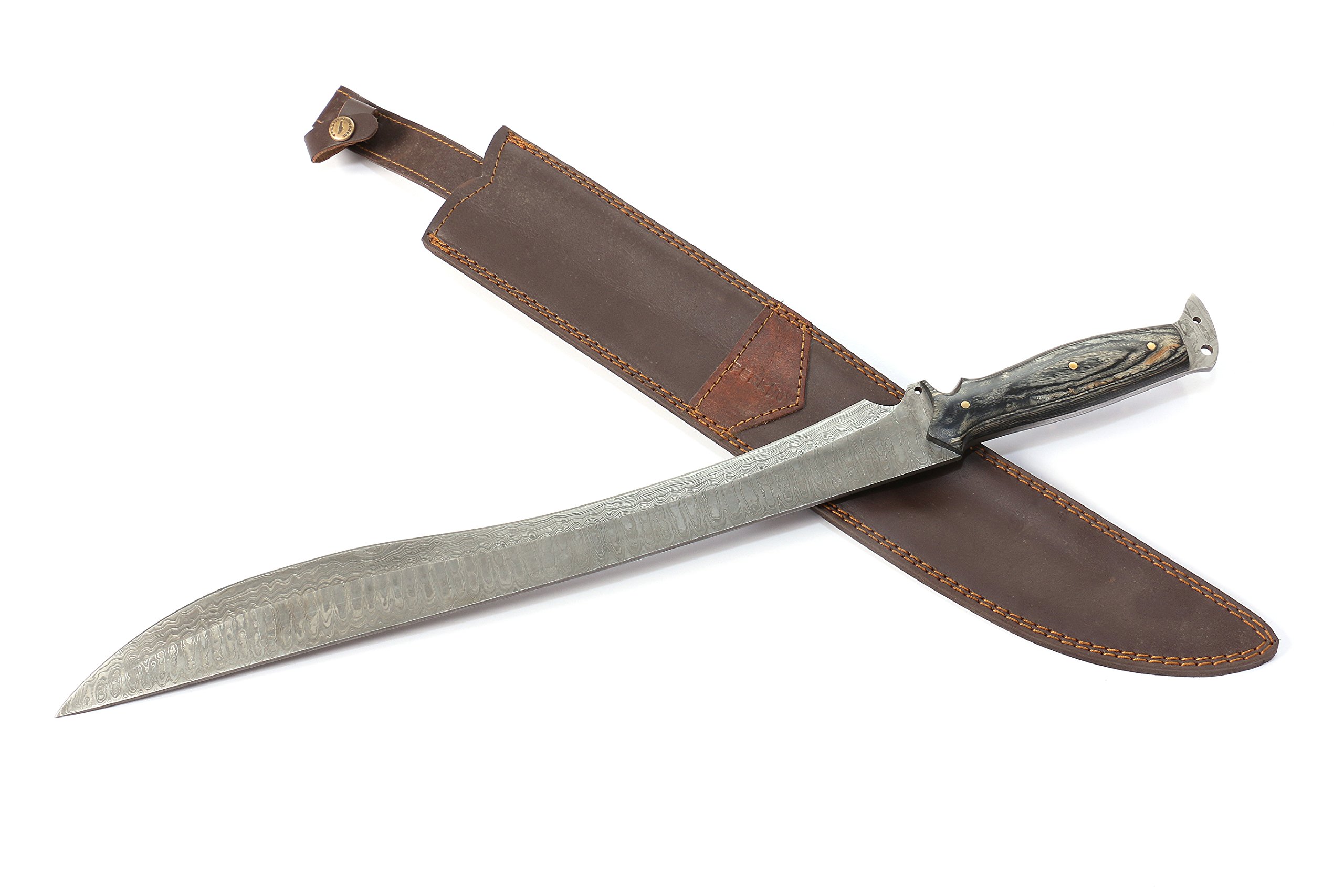 Perkin Damast Stahl messer - 61 cm Feststehendes Jagdmesser Schwert - SDPH