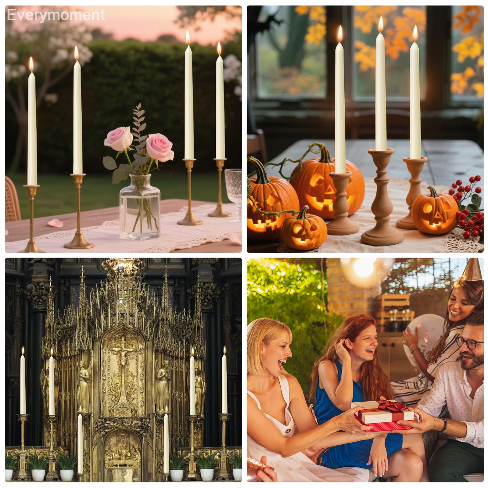 Stick Candles That Actually Stand Straight in 2026 3 Everymoment Ivory Taper Candles - 4 Pack 10 Inch Candlesticks - Driple — product photo