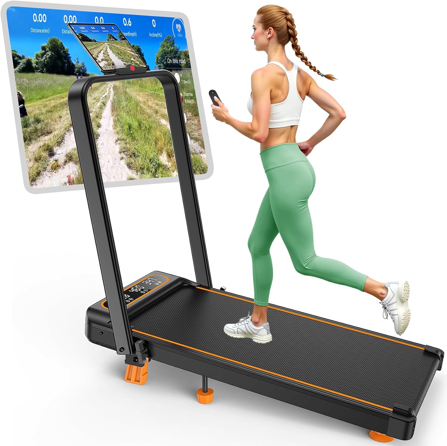 Walking Pad Treadmill with 10% Incline, Upgraded 3.5HP Low Noise Treadmills for Home,4 in 1 Foldable Treadmill, Walking Pad with Handle, 350+lb Capacity, Shock Absorption, Smart APP & Remote