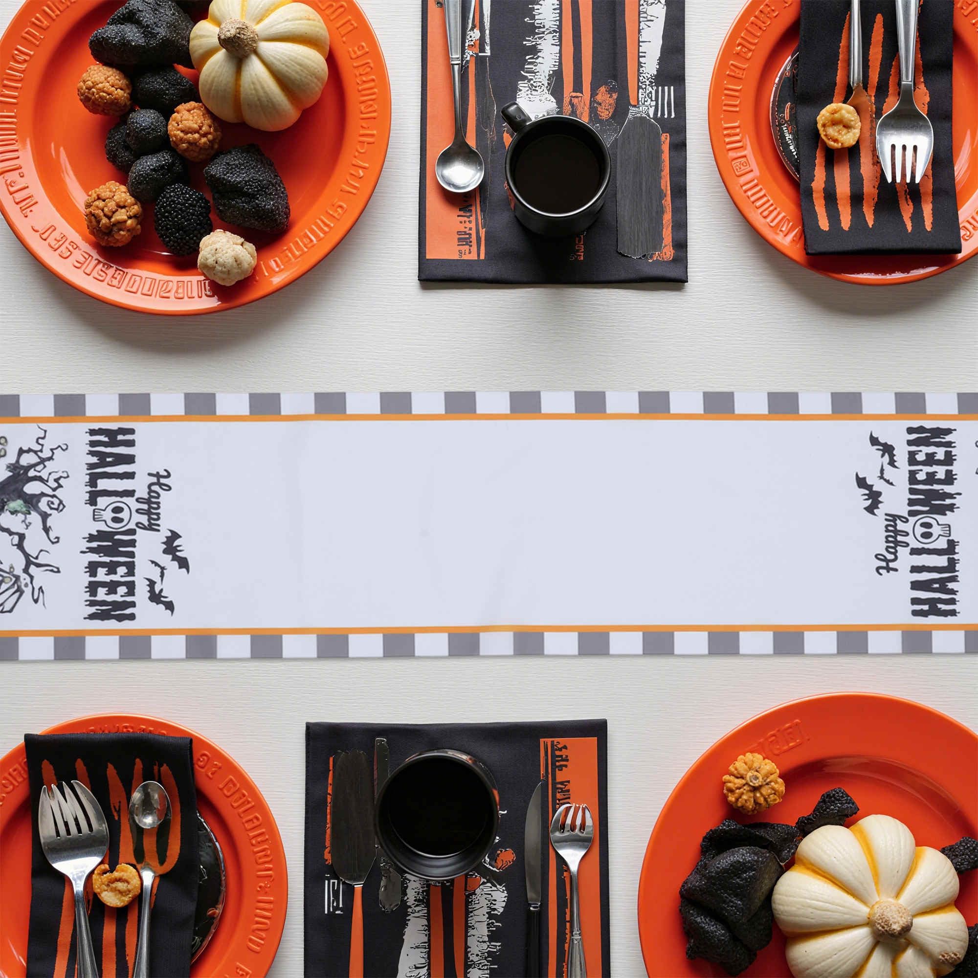 Gyrodymix Table Runners Halloween Tree Pumpkin Table Runner for Home Kitchen Dining Table Party Decorations Multicolor - Image 2