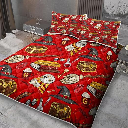 MILANKET 3pcs Magic Box Print Quilt Set Queen Size for Kids