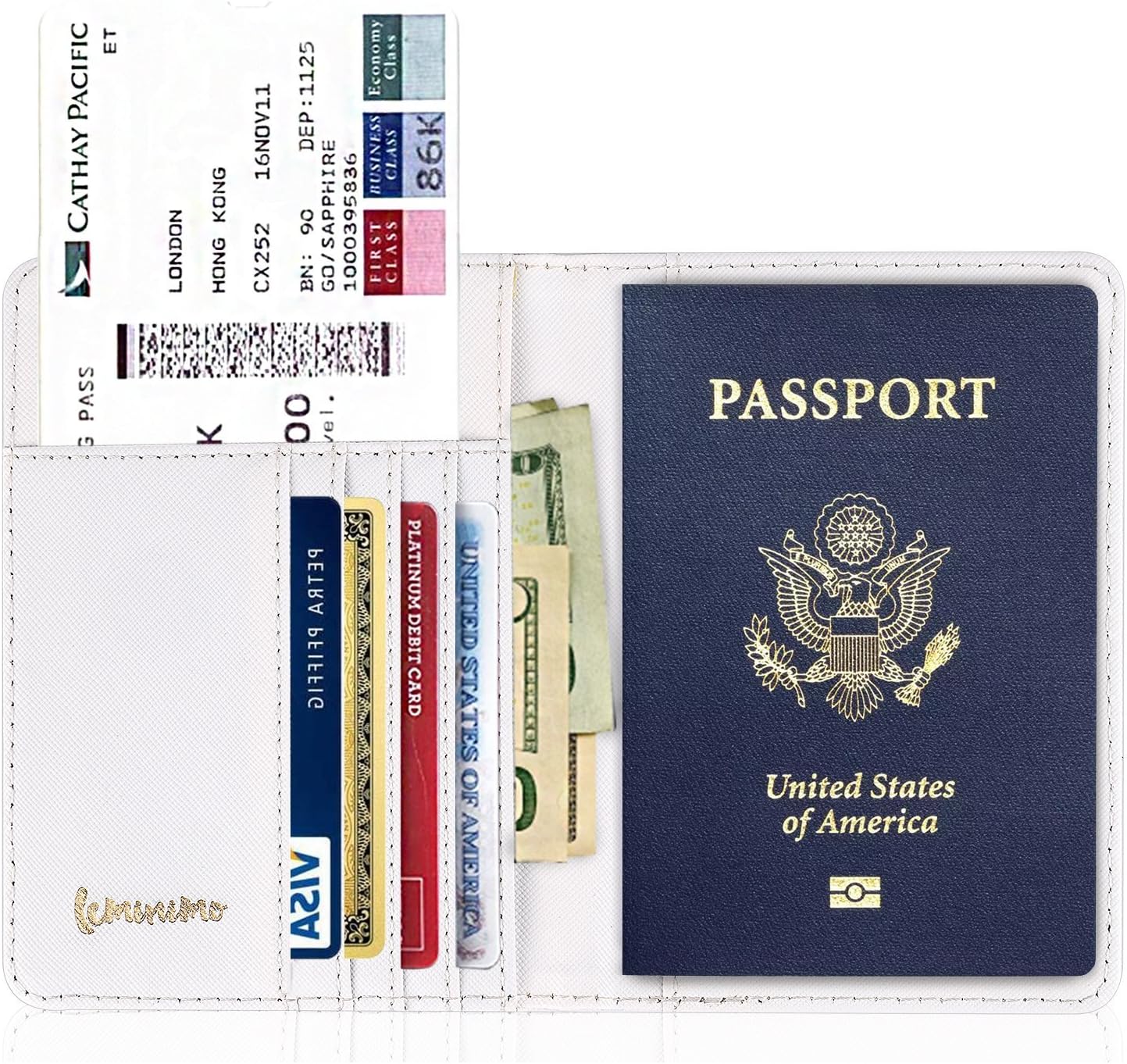 Leminimo Leather Marble Passport Cover Passport Holder With RFID Blocking - Marble Print Passport Case Travel Wallet