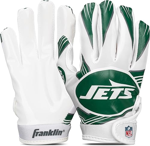 Miniatura 10 de Franklin Sports - Guantes de receptor de fútbol americano juvenil con logos de equipos de la NFL, palma de silicona, todos los tamaños juveniles,