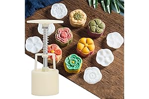 Moon Cake Mold 6 Pcs, Mid-Autumn Festival Hand-Pressure Moon Cake Maker