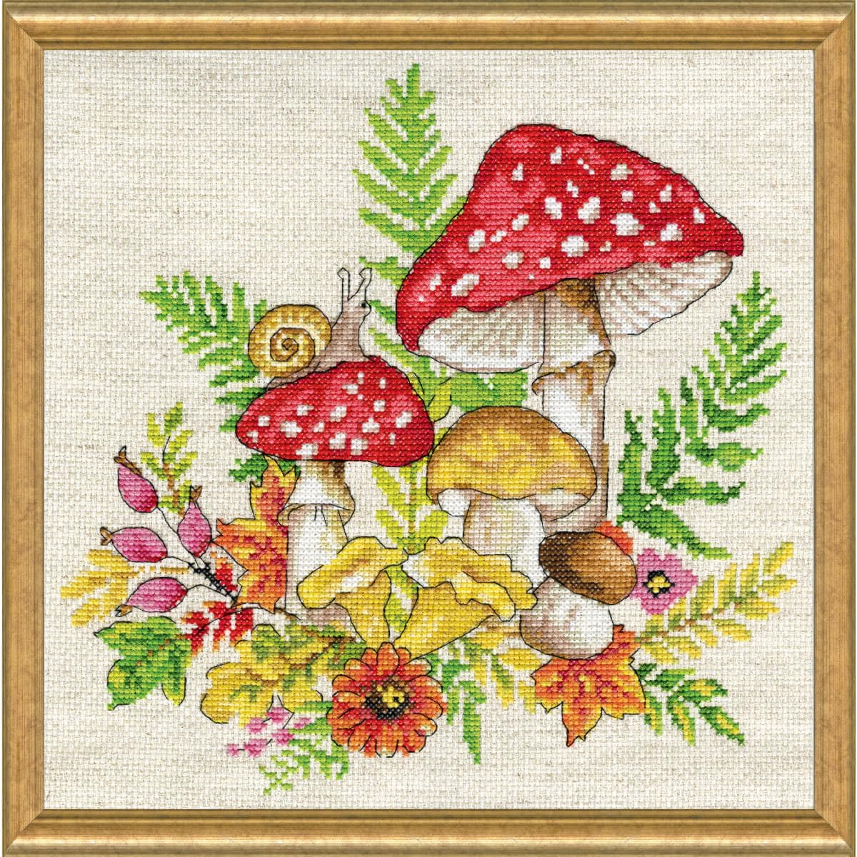 Design Works Crafts Inc. Zestaw do haftu krzy?ykowego z liczonymi grzybami, wielokolorowy