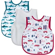 BapronBaby Firefighter Shark Bapron Bundle - Bapron Sz Baby/Toddler 6m-3T + Shark Attack + Light Grey + Firefighter - Soft Waterproof Stain Resistant Bib - Machine Washable