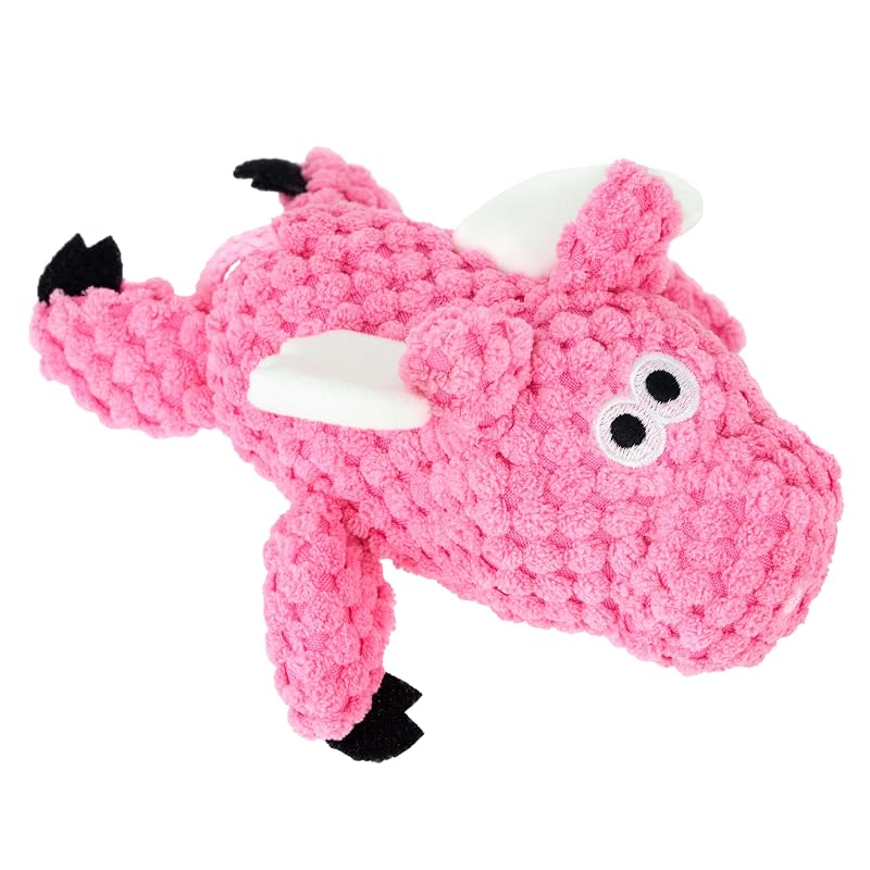 Brinquedo de Pelúcia para Cães com Apito Chew Guard Porquinho Voador goDog Pink Mini