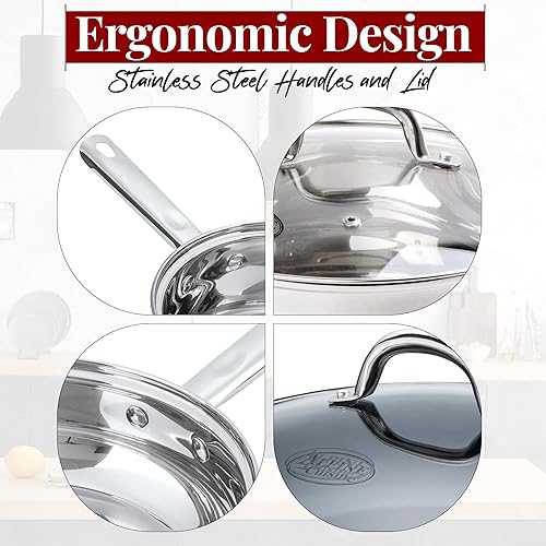 Miniatura 5 de Alpine Cuisine Juego de utensilios de cocina de aluminio, 7 piezas, cacerola con revestimiento antiadherente, horno holandés, sartén wok con mango