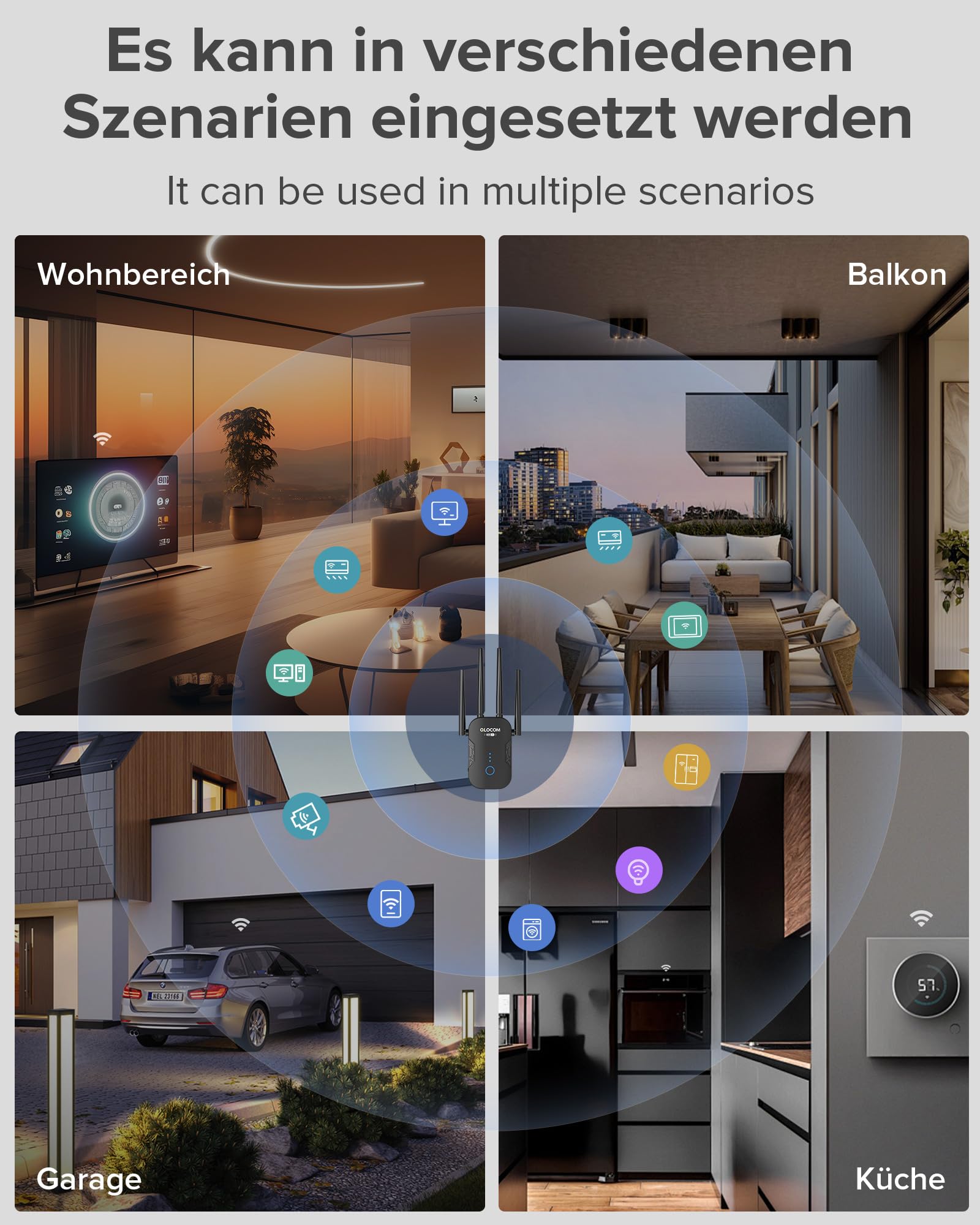 2026 Neuestes WLAN Verstärker WLAN Repeater 1200Mbit/s, Dualband 2.4GHz & 5GHz WiFi Repeater mit WPS, WiFi Internet Booster Kompatibel Allen WLAN Geräten