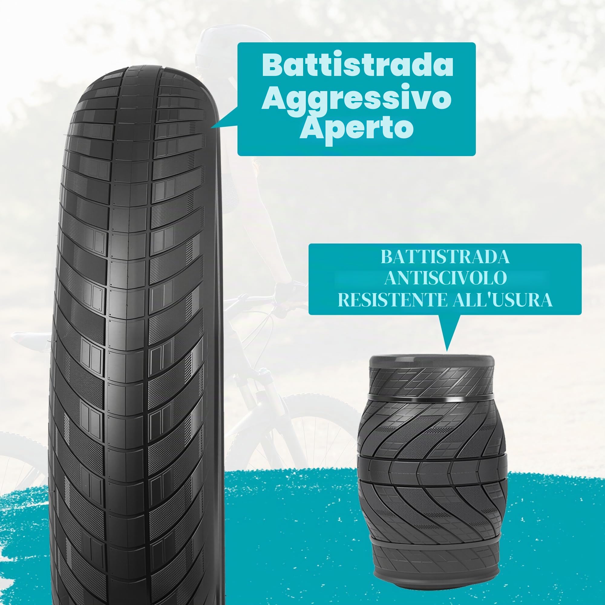 ZUKKA Pneumatico per bicicletta, Fat Tire 20/24/26 x 3,0 pollici, per e-bike, mountain bike, mountain bike, Heavy Duty ad alte prestazioni, resistente all'usura, per e-bike, mountain