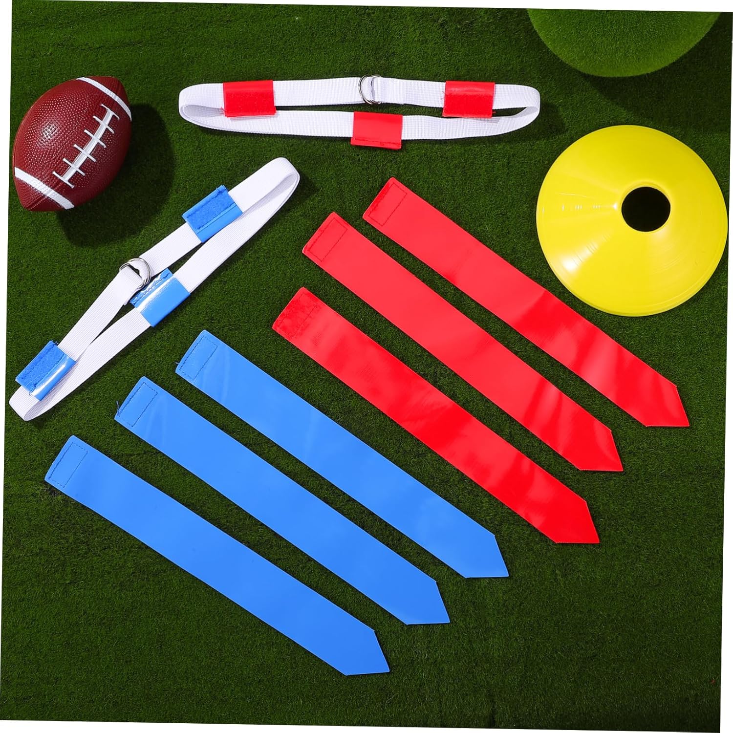 16-piece Rugby Training Kit 12 Belts 4 Cones Sports Belts for Boys and Girls Adults Flag Football Set Durable Fabric Storage Bag Included
