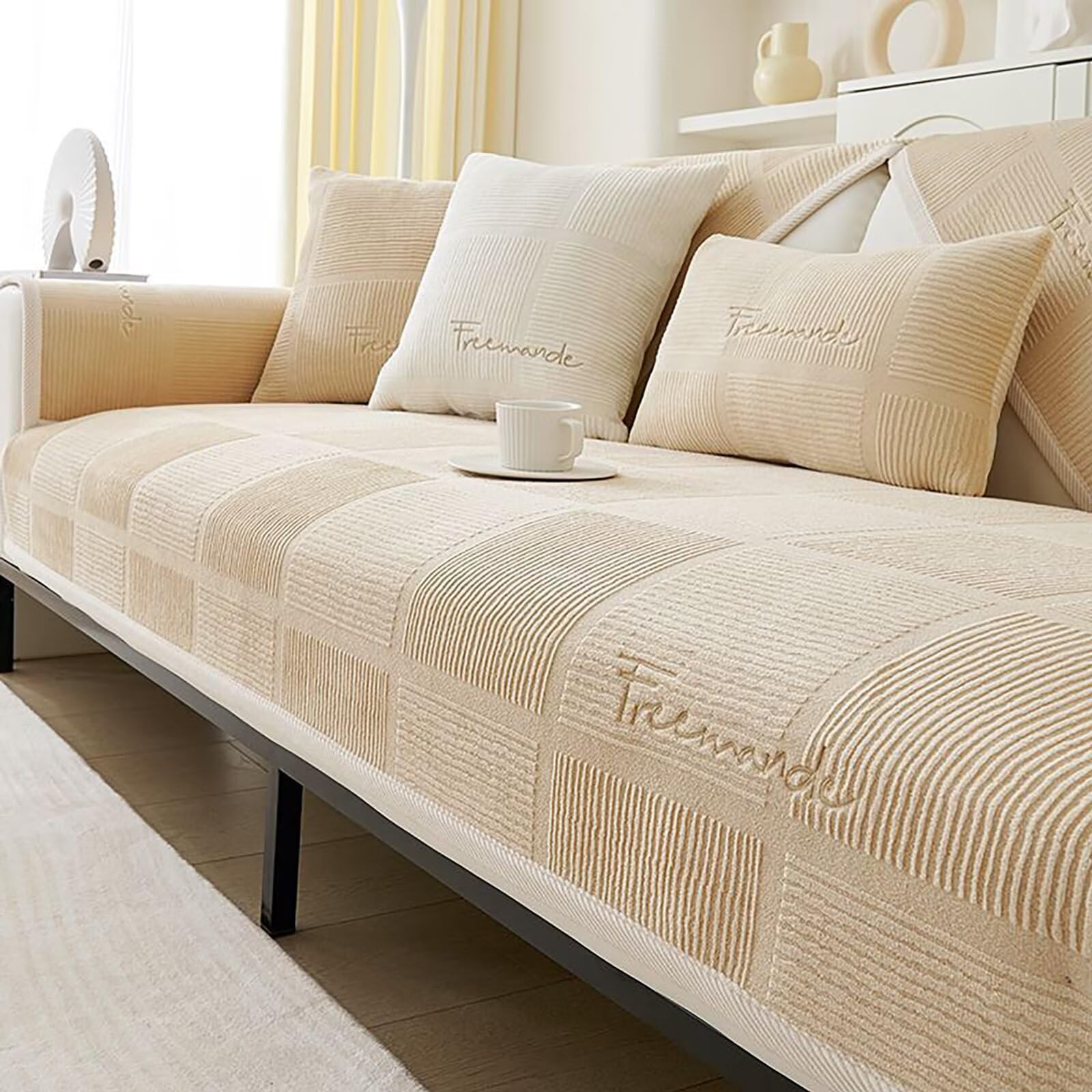 VFDC Sofabezug 1 2 3 4 Sitzer Sofaüberwürfe, Couch Bezug Ecksofa Cord Sofa Überzug, Überwurfdecken für Sofa L Form Couch Überwurf, Sofadecken für Sitzfläche, Sofaschoner rutschfest