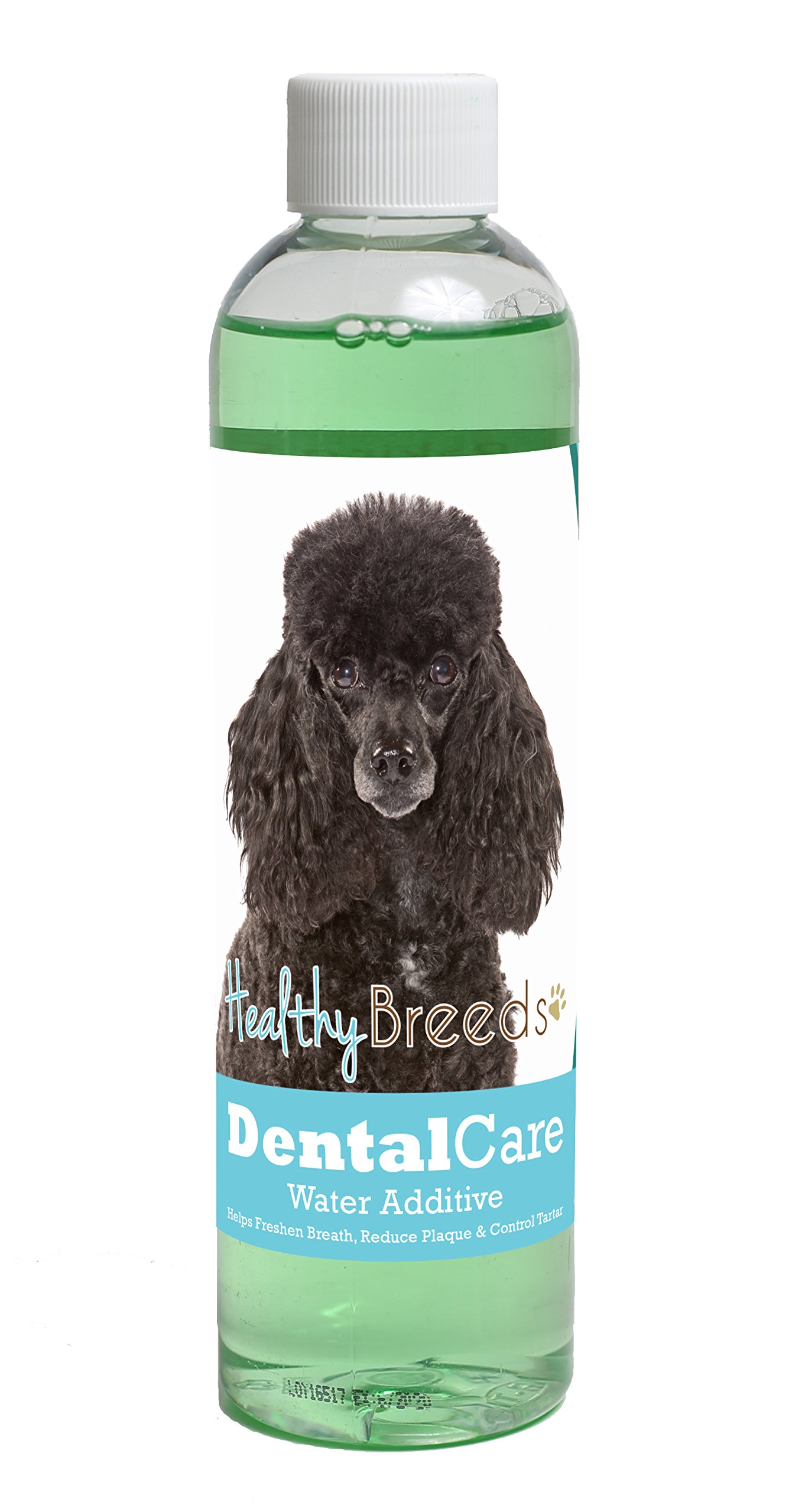 Healthy Breeds Dog Dental Care Water Additive for Poodle - Helps Freshen Breath, Reduce Plaque &amp; Control Tartar - Mint Flavor - 8 oz