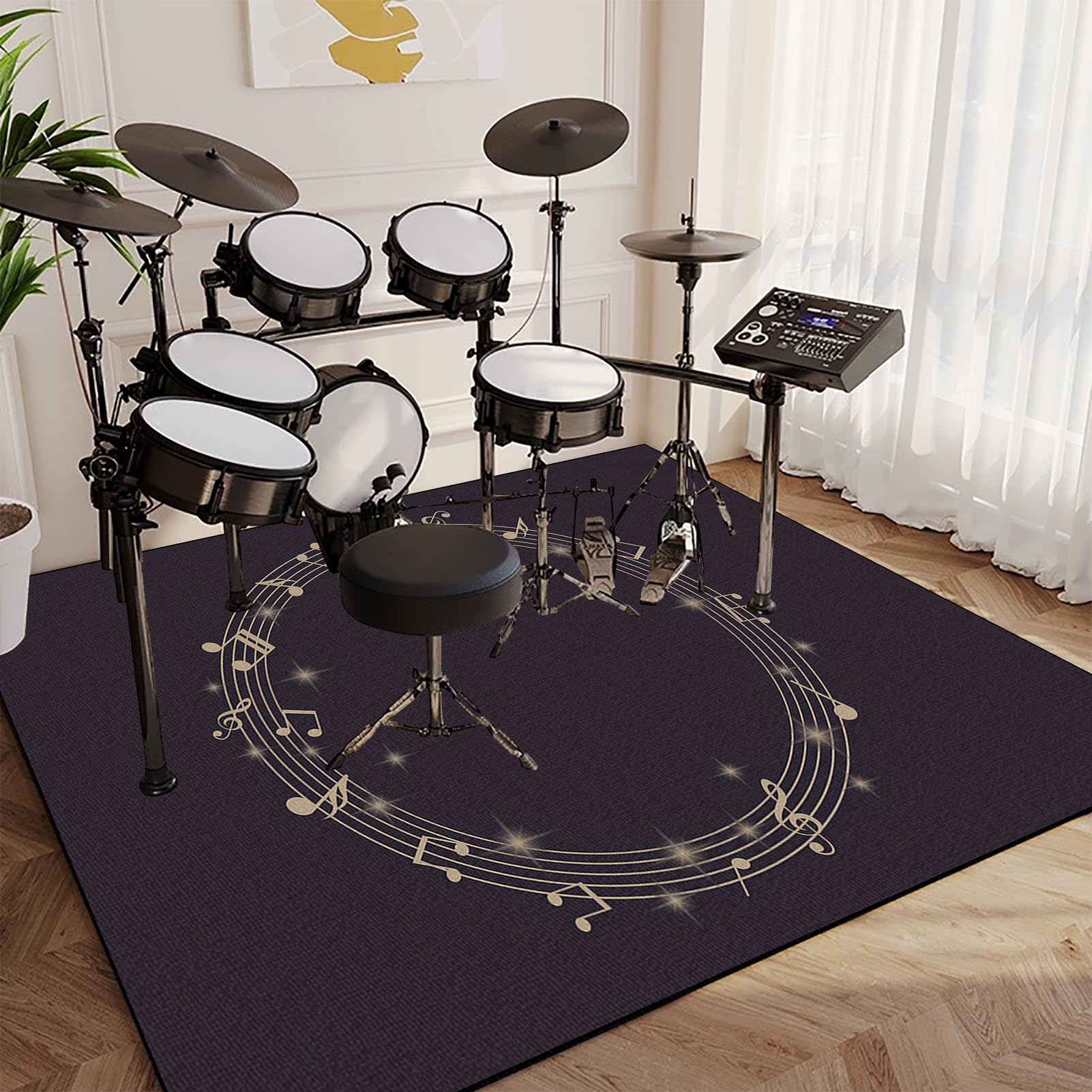 Alfombra Acusticas, Alfombra para Batería Tambor, Alfombrilla de Protección del Suelo, Alfombras de Batería Acústico para Kits de Batería Electrónica Bombo Caja, 100 x 80 cm Alfombrilla de Tambor