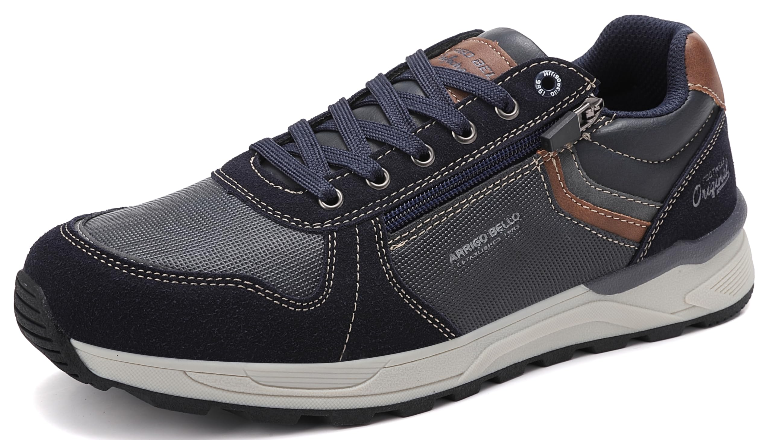 ARRIGOBELLO Freizeitschuhe Herren Schuhe Kunstleder Sneaker Bequem Sportschuhe Reißverschlüsse Walkingschuhe Leichtgewicht Arbeitsschuhe EU41-46