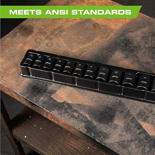 Miniatura 5 de ARCAN TOOLS AS21214M - Juego de llaves de vaso de impacto poco profundas, métricas, 0.433 in - 1.260 in, 14 piezas