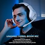 BINNUNE Wireless Gaming Headset with 2.4GHz for PS5, PC, Switch, FPS Gamers, 120Hrs+ Bluetooth 5.3 Gaming Headset with Noise Canceling Mic, 50MM Gaming Headphones (White)