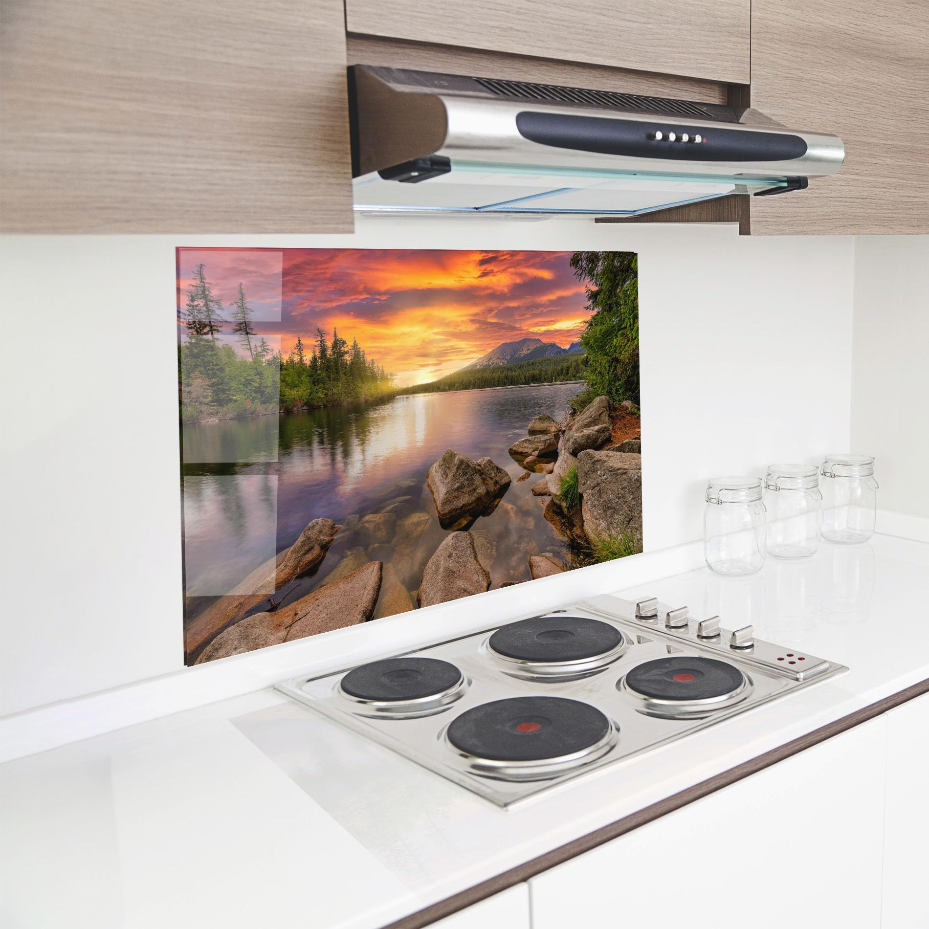 ARTHUB® Crédence de Cuisine en Verre 50x70 cm, Tatra View | Protection Contre Les éclaboussures, Revêtement Mural en Carreaux, Plaque en Verre, Verre trempé, Paysages, Montagnes