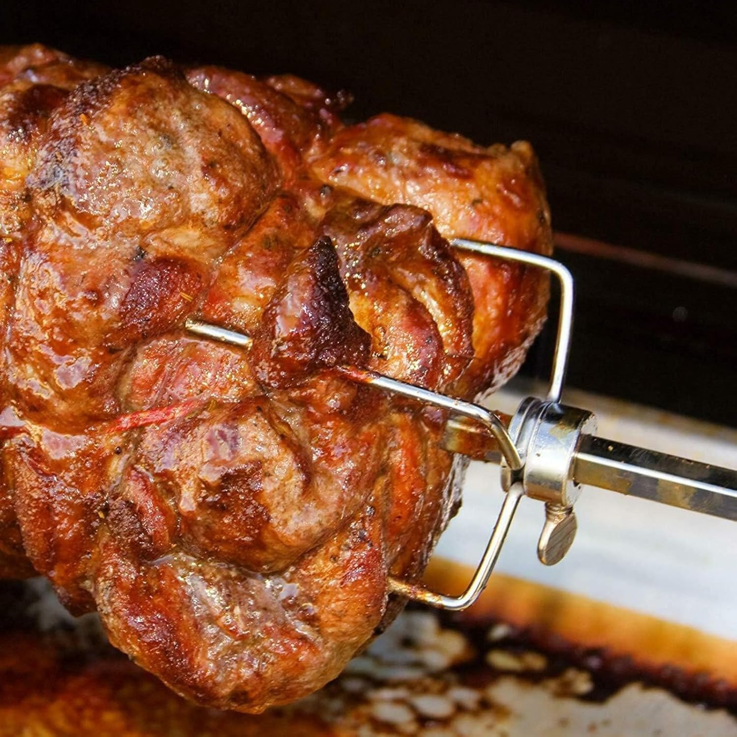 Electric Spit Rod Kit 15W Automatic BBQ Rotisserie Grill,Motor Outdoor Large Stainless Steel Pig Spit Rotisserie Grill Roaster Rod