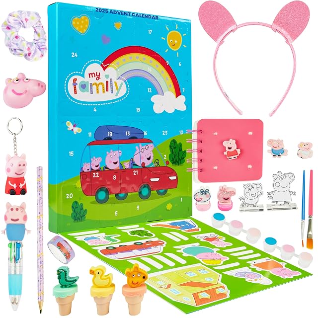 Get Trend Peppa Pig Calendario Adviento 2026 con Accesorios Lindos, Material Escolar y Papeleria