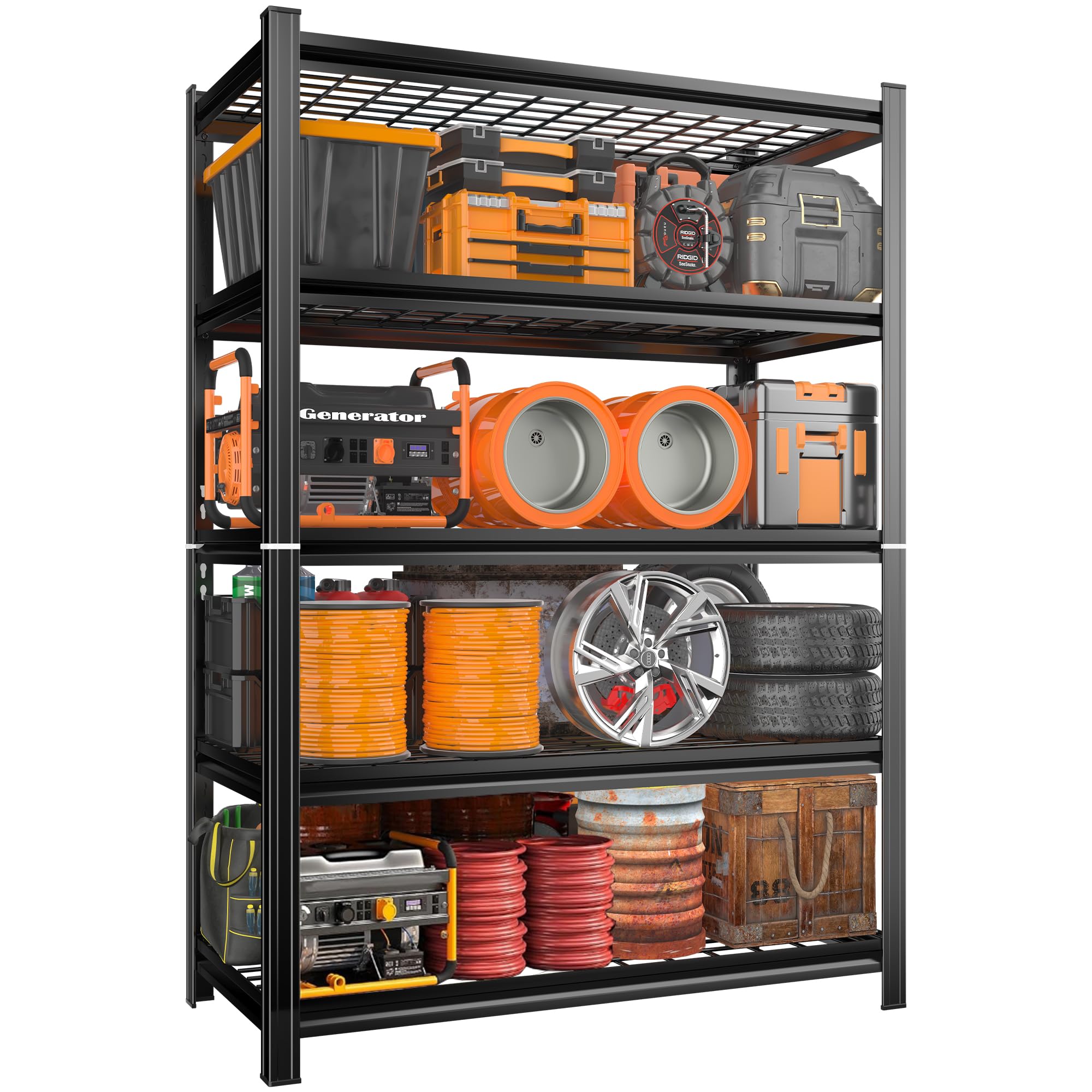 ErgoNova Garage Shelving Wire Shelving Metal Shelves Heavy Duty Shelving Units and Garage Storage Shelves Adjustable 5 Tier Industrial Storage Rack for Industrial Rack,46