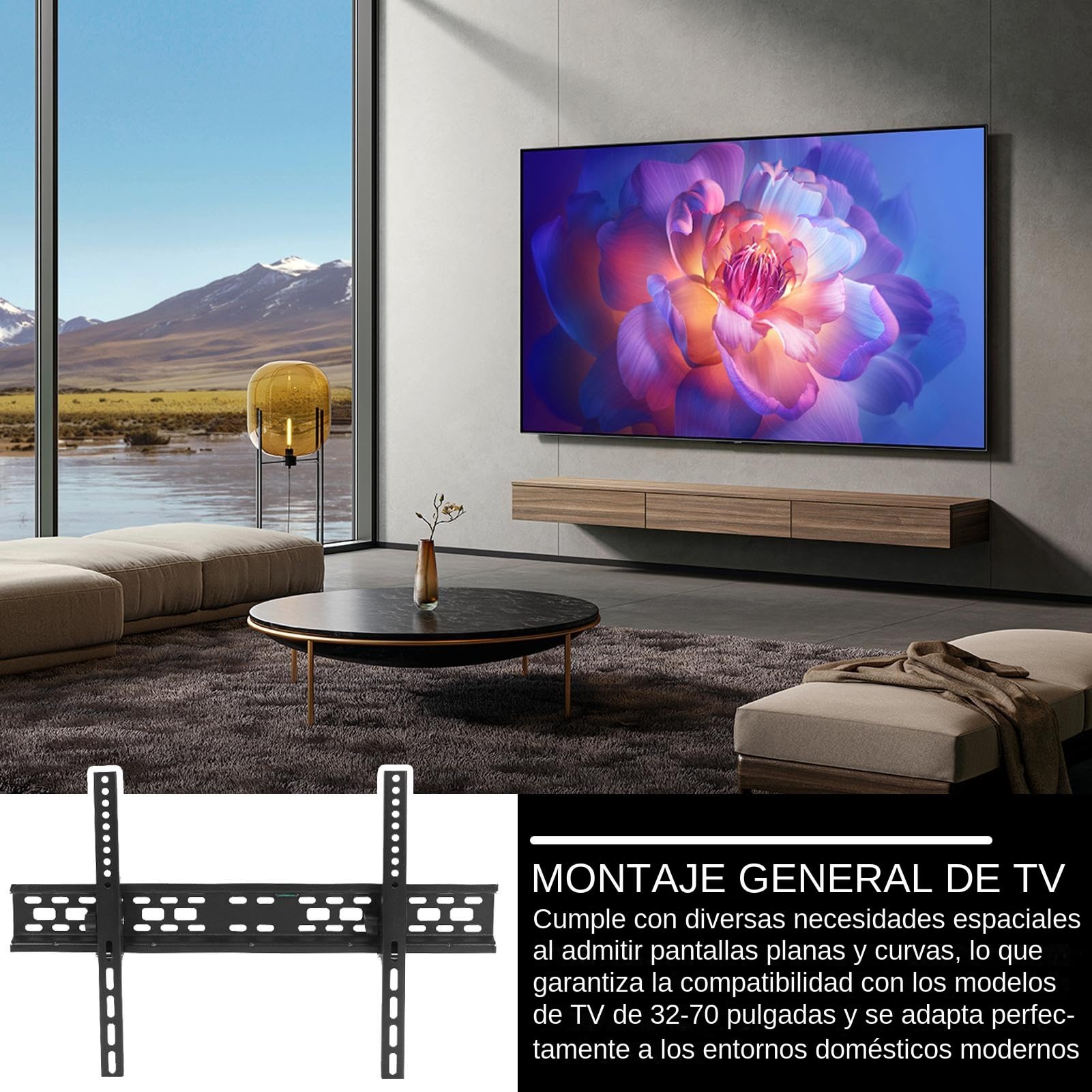 Supporto TV a Parete Supporto TV Con Sollevamento Monitor | Attacco Schermi Sottili per Curvo e Ideale per Hotel e Soggiorno