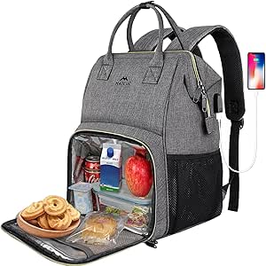 Lunch Backpack, Insulated Cooler Backpack Lunch Box Laptop Backpack with USB Port for Women Men, Water Resistant Leak-proof Lunch Bag Nurses Gifts for Women Travel Work Picnic Fits 15.6 Inch Laptop